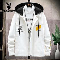 Playboy coat 2021 autumn new mens fashion trend handsome jacket mens clothes white hooded top
