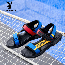 Flowers Playboy mens shoes 2022 Summer new students Korean version trendy soft bottom beach sandals men casual cool tug