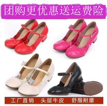Yang Yi manufacturing leather dance shoes professional soft square dance shoes