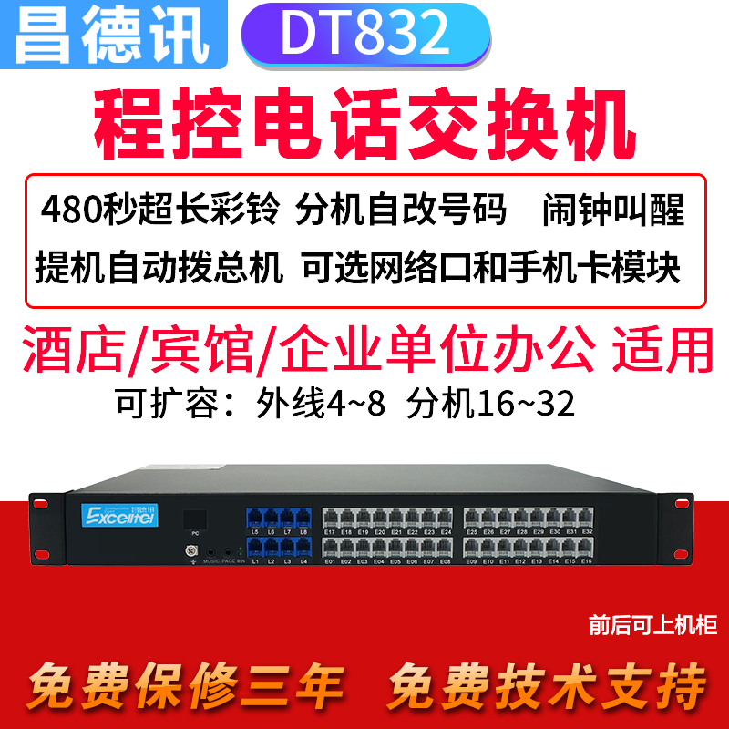 昌德讯HT832程控电话交换机4进16出32口全网通无线转有线学校单位