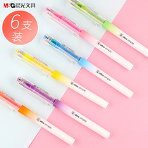 Chenguang color direct highlighter students use marker pens to mark excellent products single head inclined head six color large capacity Mark color candy silver light rough stroke key office account pen