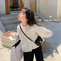 Cream KIDS Girl White Shirt 2022 Spring New Ocean Qi Children Lantern Sleeve Lining Clothes Baby Long Sleeve Blouse
