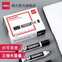 Del Whiteboard pen erasable and easy to wipe black 3 times large capacity water pen children color student teacher blackboard pen wholesale drawing board teaching writing pen 10 large capacity office writing tools