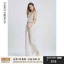 Lanzi womens pants new spring and autumn 2021 New loose straight high waist wide leg linen casual suit pants