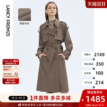 Langzi wool texture high-end fashion fashion popular commuting medium and long British style 2022 autumn new windbreaker women
