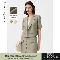 The Longpose Law style elegant retro short sleeve suit woman 2022 Summer new professional temperament short Western suit jacket