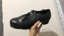 Lonely tap dance shoes black cowhide dance shoelace heel leather sole mens large size brand trading dance shoes