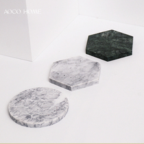 Nordic Natural Rock Marble Candleholder Pad Square Tray Creative Round Candle Cushion to Cushion Insulation Cup Mat
