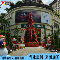 Large shopping mall Christmas Tree ornaments decorative red bow ribbon combination Christmas Tree accessories hanging ornaments