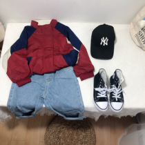 Full of 2 small Bujia Korean childrens clothing childrens long sleeve jacket boy stitching embroidery girl casual windbreaker