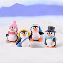 Penguin cake decoration winter Penguin Mini PVC doll Christmas snow House dessert table dress