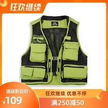 726 Summer City fan can outdoor grid vest men men multi pocket waistcoat thin loose breathable vest