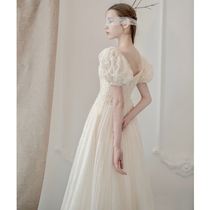 French light wedding dress simple Mori Super fairy bride bridal tour dress temperament go out gauze Daily little dress