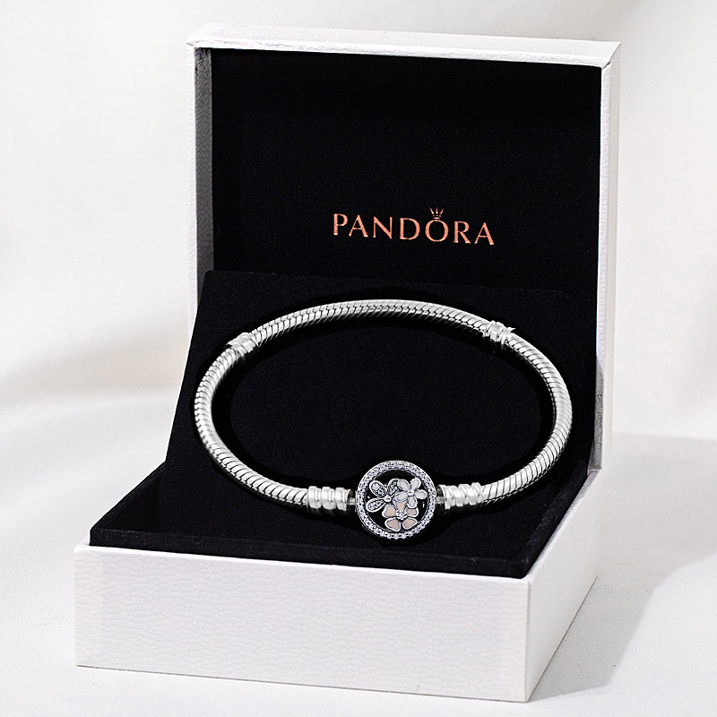 Spot Pandora pandora counter poetry flower blooms 925 silver base snake bone bracelet 590744CZ