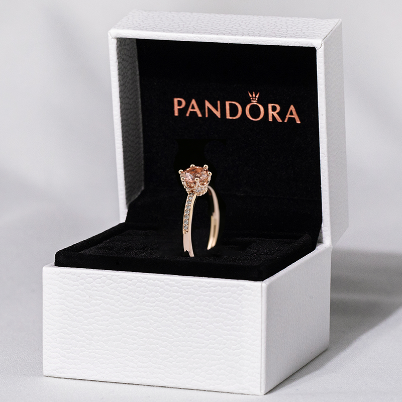 Pandora Pandora Rose Pink Shine Crown Single Stone Ring 188289C01 Romantic Gift