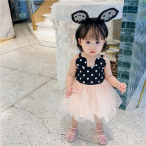 Baby suspender skirt summer dress thin female baby princess dress polo cute foreign Year dress skirt