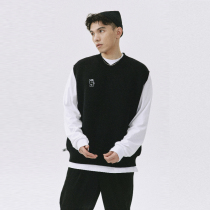 SAMESAME21AW mascot embroidery Japanese V-neck vest sweater men and women loose college style knitted vest
