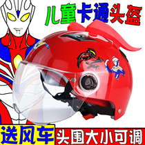Ottman Childrens Helmet Boy Electric Car Womens Safety Helmet Summer Cartoon All Season Versatile Cute Ears Half Armor