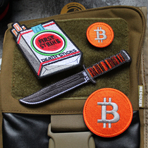Full embroidery boutique Velcro badge bitcoin gold coin Q version weapon Kabbah knife badge cigarette case personality DIY armband sticker