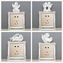 Resin angel switch stickers wall decoration European light luxury style creative cute home socket stickers 3D three-dimensional