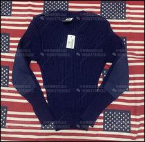 Special US-made empty Jun USAF DSCP navy blue wool V-neck pullover sweater original