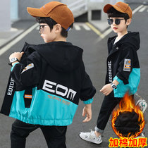 er tong zhuang boys winter coat plus velvet 2021 nian new qiu dong kuan Western style quilted padded zhong da tong boy