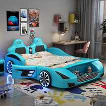 Childrens bed solid wood bed boys and girls storage with guardrail single 1 2 1 5 M cartoon bed car bed spot