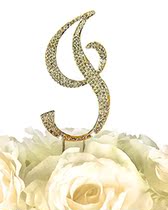 Crystal Rhinestone Covered Gold Monogram Wedding Cake