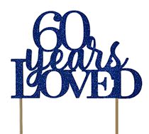 All About Details Blue 60-Years-Loved Cake Topper