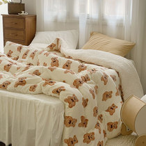 Winter bifacial thickened coral suede clip cotton ultra-thick warm goat suede blankets quilts winter quilt by single afternoon nap cover blanket