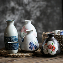 Nishida wood rain one pot two glasses wine set gift box Japanese ceramic belly jug wine glass Home 