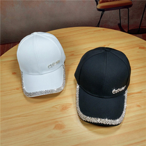Tide brand spring and summer sunscreen visor hat female Korean version wild fashion baseball cap Tide diamond letter band diamond cap