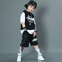 Hip Hop Boy Street Dance Suit Short Sleeve Children Practice girls Two sets of Chaobao Walk Show Rack Subdrum to Serve Summer
