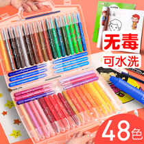 Delei water-soluble rotating oil painting stick childrens color crayon set kindergarten safe non-toxic washable baby brush childrens graffiti not dirty hands dazzling color stick color pen color pen color pen color pen color pen color pen 24 color water