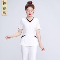 2021 spring and summer new nurse uniform short-sleeved beauty salon overalls female beautician waiter hotel technician clothing