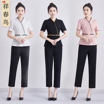 High-end beauty salon beautician tattoo embroidery division temperament work clothes Skin management Foot therapy health clothing suit womens spring and summer