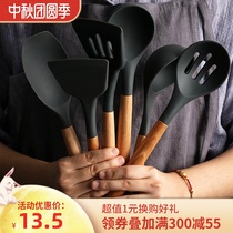 WUXIN non-stick pan spatula special silicone shovel soup spoon kitchen utensils wooden handle stir-fry shovel baking tool