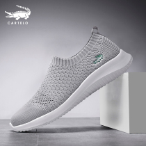 Shoes men's 2021 new summer one-pedal lazy shoes casual mesh breathable middle-aged and elderly soft bottom sneakers men