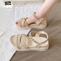 Crocodile Rome sandals 2023 new summer in red net red with thick soles of skirt with cool drag