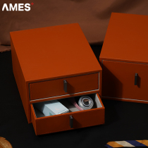 AMES drawer storage cabinet cloakroom desktop storage box leather household underwear pantyhose storage box customization