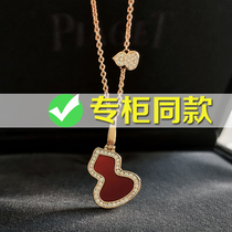 Gourd necklace female sterling silver plated 18K gold inlaid with Diamond red agate light luxury fritillary mother niche niche unicorn fairy choker