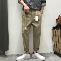 Xu Tailang American casual simple men ankle-length pants autumn trend pure color washing daily Joker Harren pants men