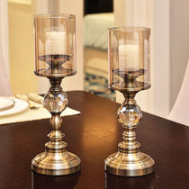 Luxury European American dining table home decorations ornaments high-grade crystal metal candlestick Crafts furnishings
