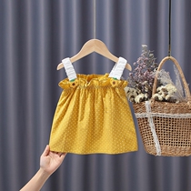 Childrens camisole summer girls  foreign-style cotton lace floral top Baby thin camisole