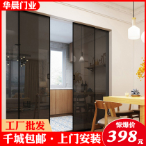 Kitchen Balcony Suspension Rail Triple Linkage Mobile Door Aluminum Alloy sliding door partition Wuxi Shanghai Custom extremely narrow frame door