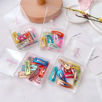 New Korean version of ins spring jelly transparent crystal children Girl water drop square 10 piece set bbclip flow sea clip