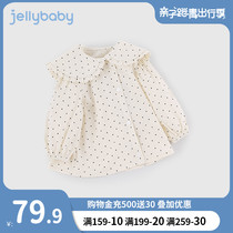 Girl Shirt Spring Autumn 2022 Little Girl Wave Dot Blouses Spring Children Dolls Collar Clothes One Year Old Baby Spring Dress Girl