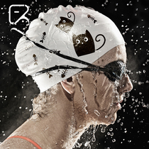 Flying fish swimming cap female long hair Korean fashion cute cartoon silicone waterproof large ear protection diving women swimming cap