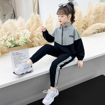 Girls sports suit Spring and autumn 2022 new CUHK Girl girl online Red guard pants children trendy two sets