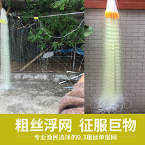 Wire mesh adhesive net floating net single-layer fishing net thick imported silk fishing net reservoir fish pond fish pond lake still water big white silver silver fish net